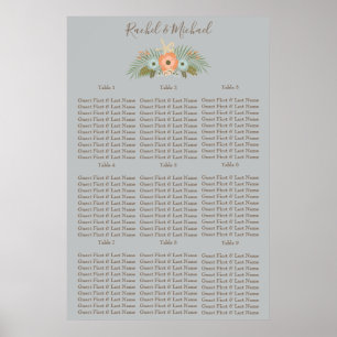 Blue and Brown Starfish floral Seating Chart