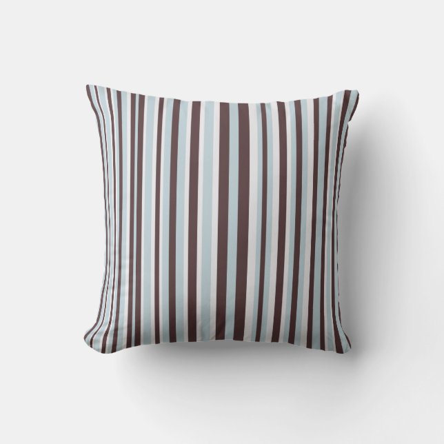 Blue and Brown Stripe American MoJo Pillow (Front)