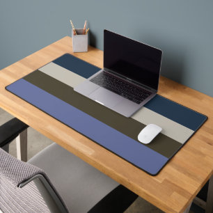 Blue and Brown  Stripes Pattern  Desk Mat