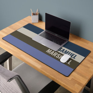 Blue and Brown  Stripes Pattern  Desk Mat