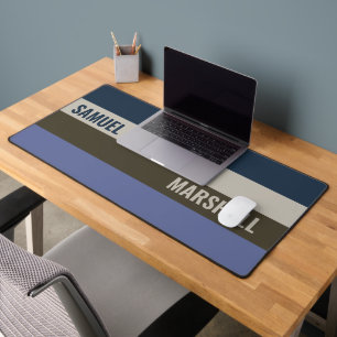 Blue and Brown  Stripes Pattern  Desk Mat