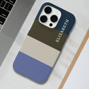 Blue and Brown Stripes Pattern iPhone 16 Pro Case