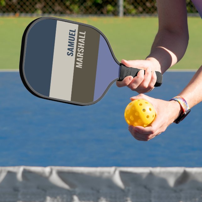 Blue and Brown  Stripes Pattern  Pickleball Paddle (Insitu)