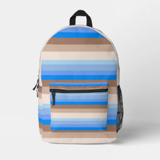 Blue and Brown stripes Printed Backpack
