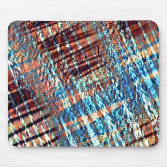 Blue and brown strokes rustically crossed in silky mouse mat (Front)