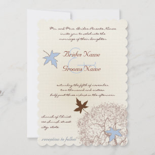 Blue and Brown Tree Wedding Invitation