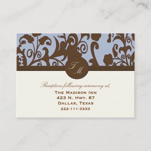 Blue and Brown Wedding enclosure cards (Front)