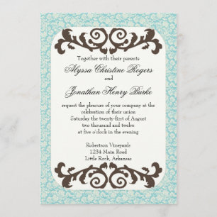Blue and Brown wedding invite