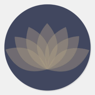 Blue and Brownish Lotus Flower Round Sticker