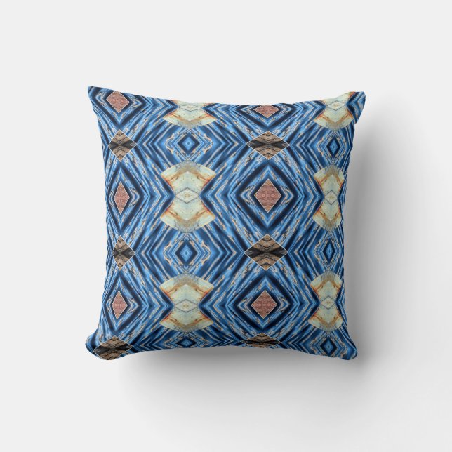 Blue and browns abstract cushion (Front)
