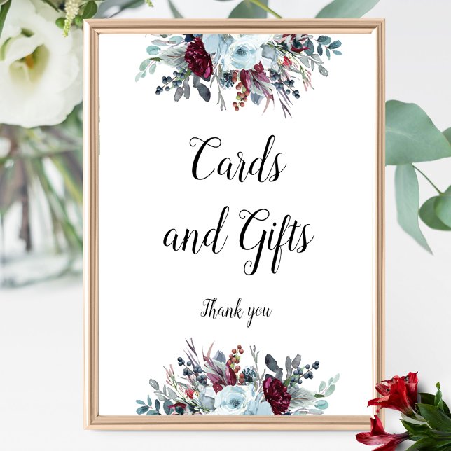  Blue and Burgundy Floral Cards & Gifts Sign (Creator Uploaded)