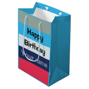 Blue And Burgundy Happy Birthday Medium Gift Bag