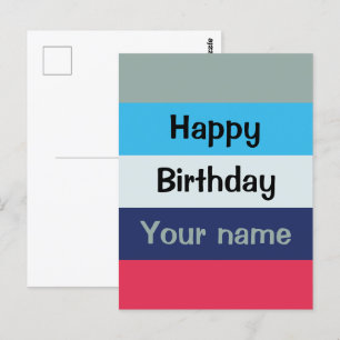 Blue And Burgundy Happy Birthday Postcard