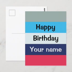 Blue And Burgundy Happy Birthday Postcard