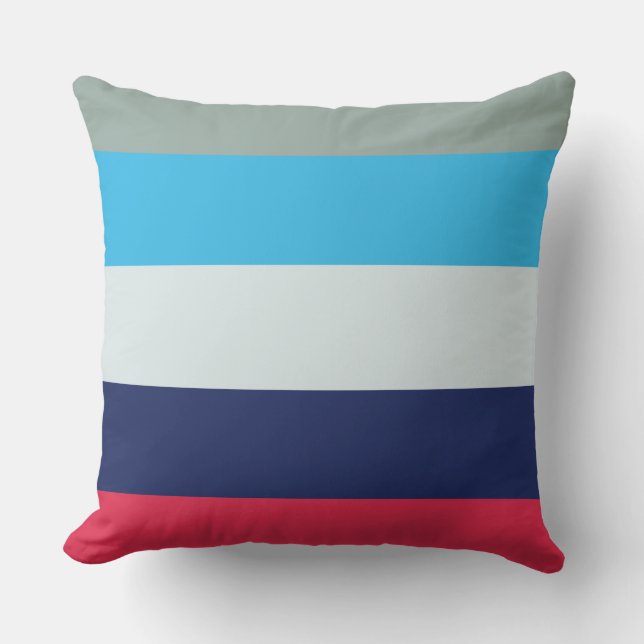 Blue And Burgundy Striped Cushion (Front)