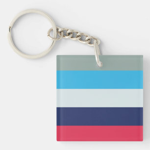 Blue And Burgundy Stripes Key Ring