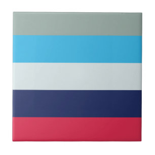 Blue And Burgundy Stripes Tile
