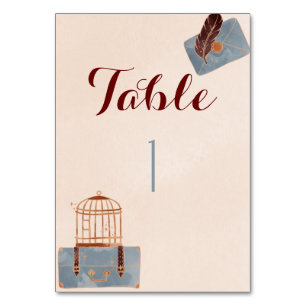Blue and Burgundy Travel  Table Number