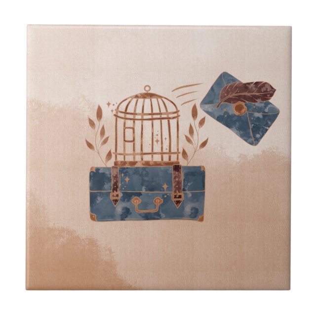 Blue and Burgundy Travel  Tile (Front)