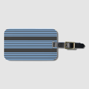 Blue and charcoal five stripe pattern luggage tag