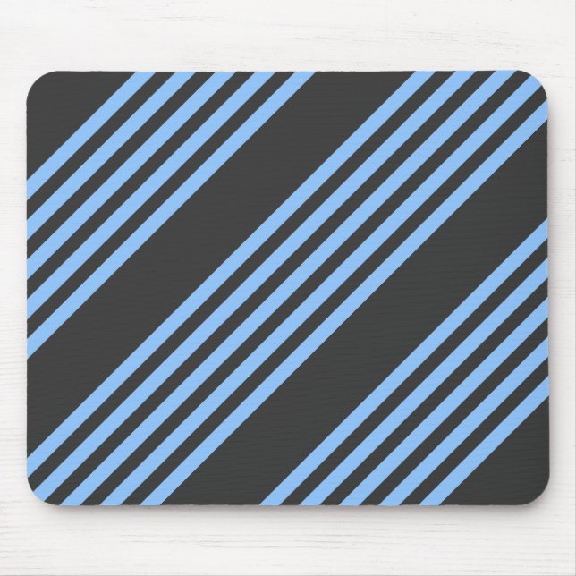 Blue and charcoal five stripe pattern mouse mat (Front)