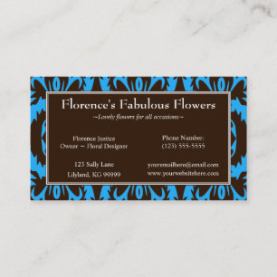 Blue and Chocolate Damask Profile Business Card