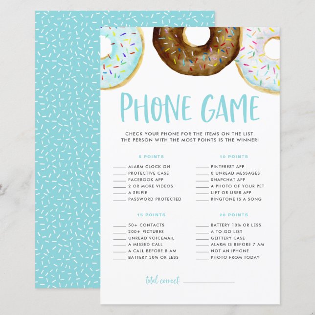 Blue and Chocolate Doughnuts Baby Shower Phone Gam (Front/Back)