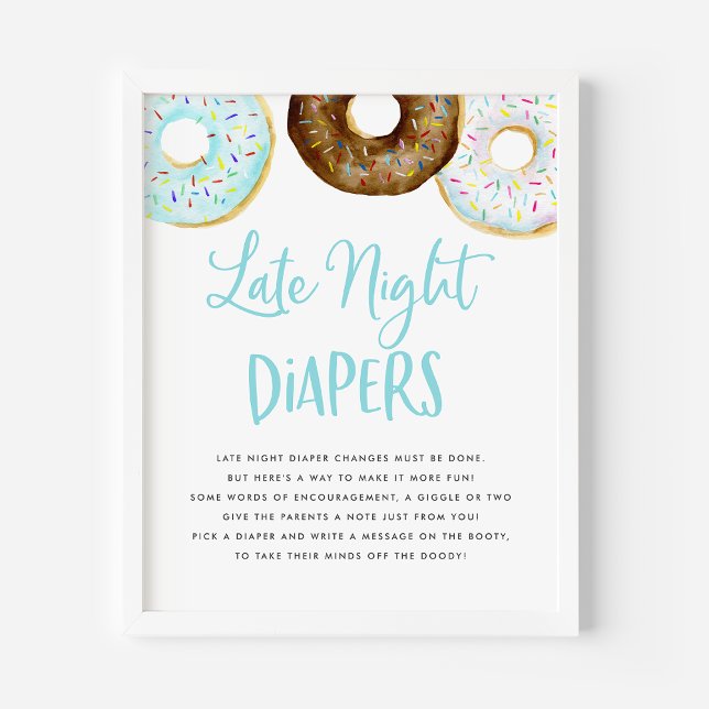 Blue and Chocolate Doughnuts Late Night Diapers Ga Poster (Creator Uploaded)