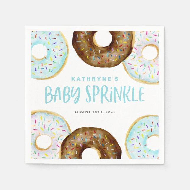 Blue and Chocolate Sprinkle Doughnuts Baby Sprinkl Napkin (Front)