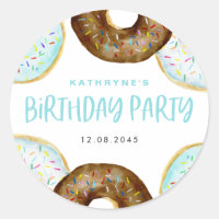 Blue and Chocolate Sprinkle Doughnuts Birthday Par