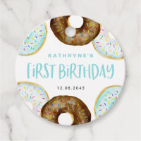 Blue and Chocolate Sprinkle Doughnuts First Birthd
