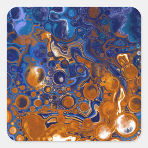Blue and Copper Abstract Modern Art    Square Sticker