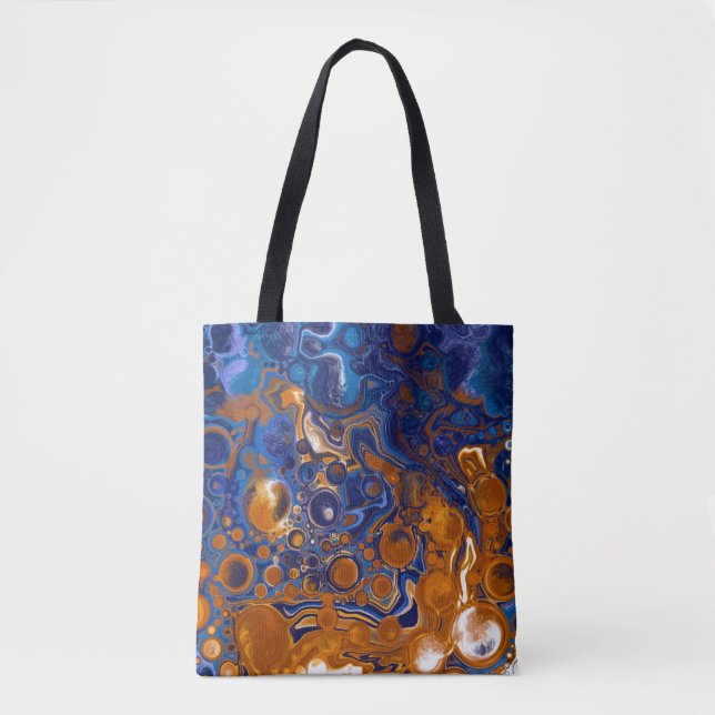Blue and Copper Abstract Modern Art   Tote Bag (Front)