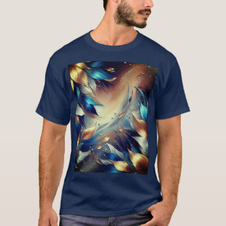 Blue and Copper Leaves Abstract T-Shirt