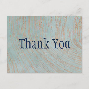 Blue and Copper Marble Thank You Postcard