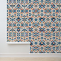 Blue and Coral Floral Medley