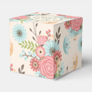 Blue and Coral Floral Wedding Favour Gift Box