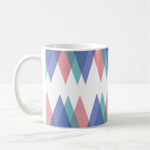 Blue and coral triangles coffee mug