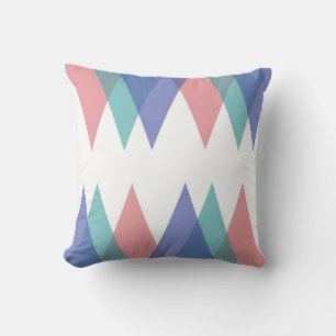 Blue and coral triangles cushion