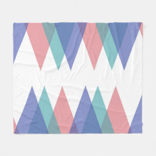 Blue and coral triangles fleece blanket