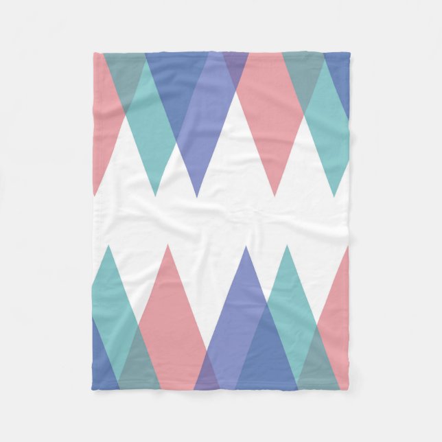 Blue and coral triangles fleece blanket (Front)