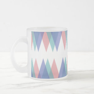 Blue and coral triangles frosted glass coffee mug