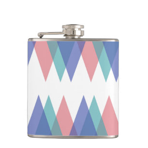 Blue and coral triangles hip flask