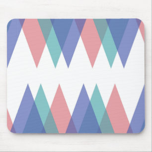 Blue and coral triangles mouse mat