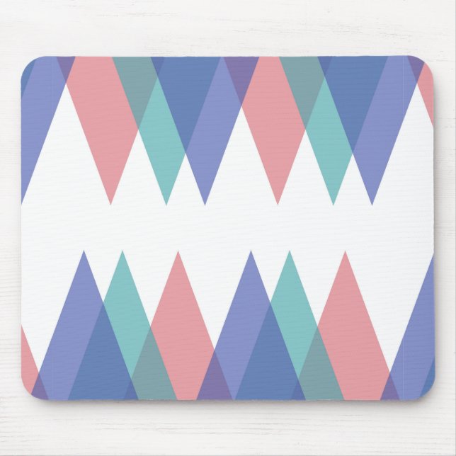Blue and coral triangles mouse mat (Front)