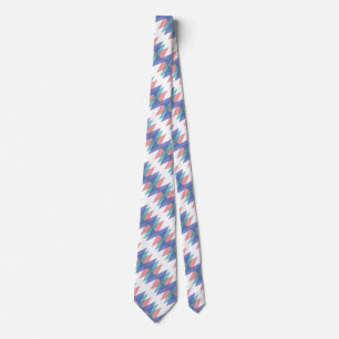 Blue and coral triangles tie