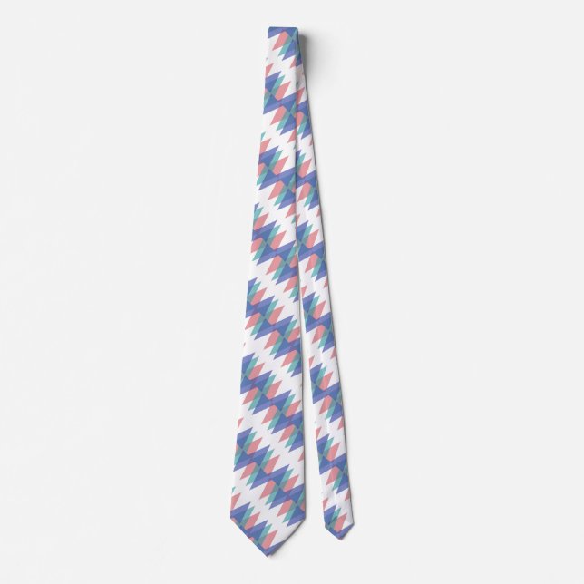 Blue and coral triangles tie (Front)