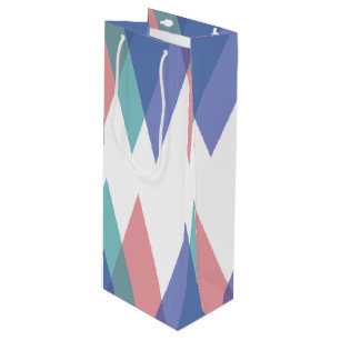 Blue and coral triangles wine gift bag