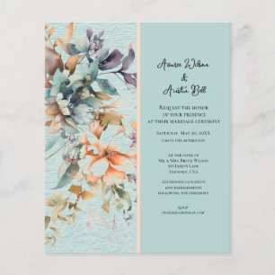 Blue and Coral Vintage Flowers Wedding