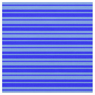 Blue and Cornflower Blue Lines Pattern Fabric